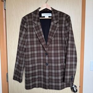 Treasure and Bond Brown Plaid Blazer